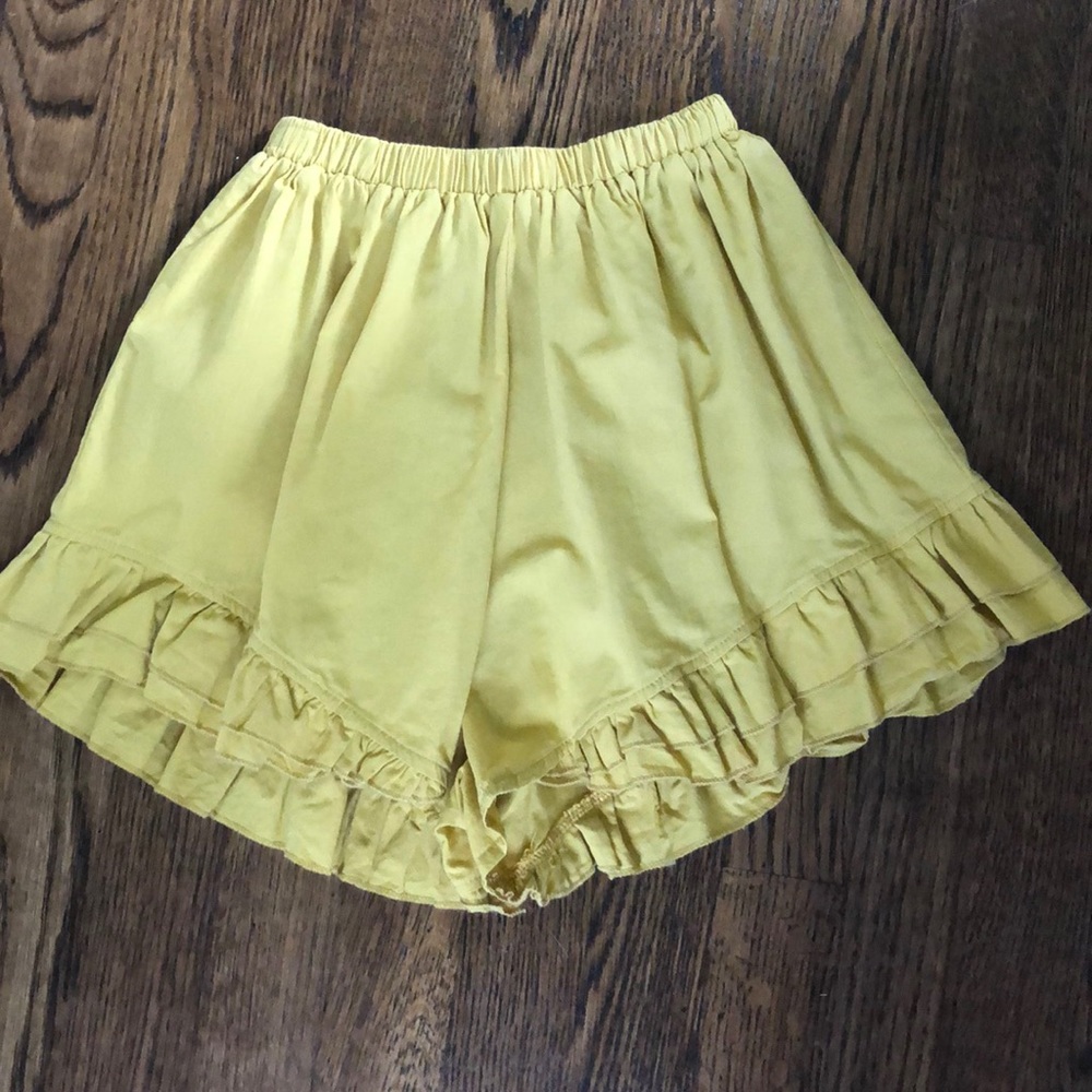 Yellow ruffle shorts